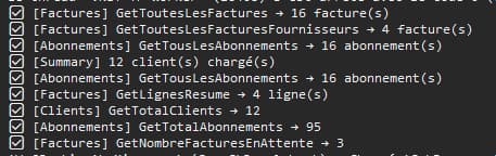 Journalisation console — semaine 4, confirmation du chargement des requêtes API