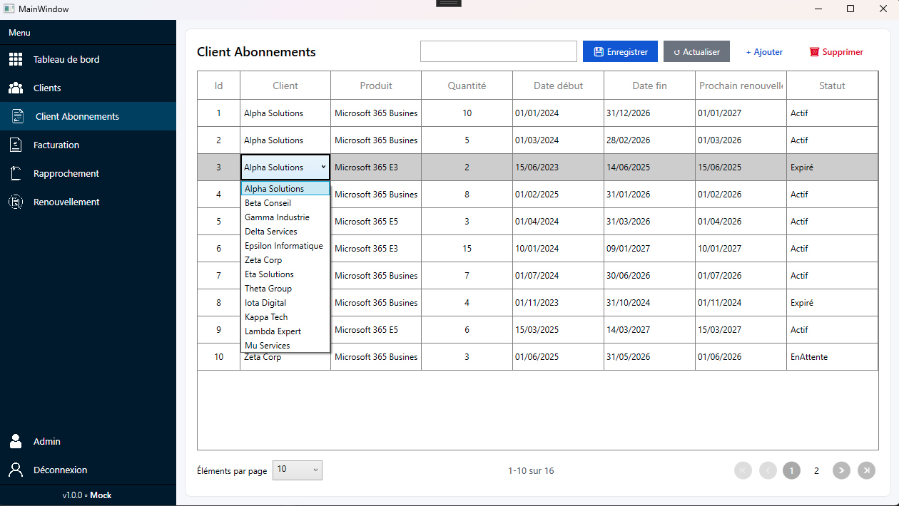 Client abonnements — semaine 3